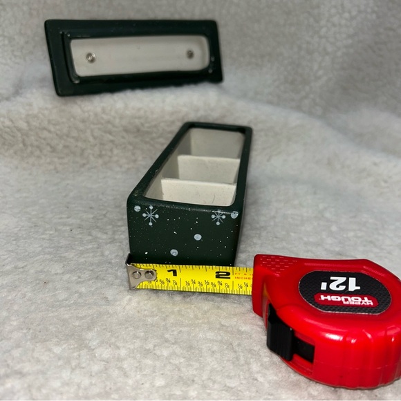 Merry Christmas Santa Reindeer bling green trinket ceramic heavy 3 sections 6" - Picture 7 of 11